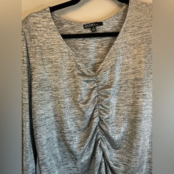 NWT John Paul Richards INC JPR Studio Metallic Ruched Silver Knit Medium - Picture 3 of 12